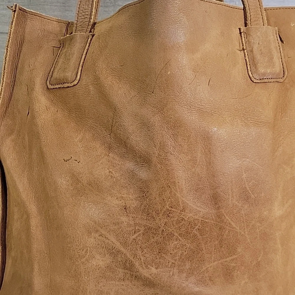 Abel Local and Global Brown Leather Tote Shoulder Bag Handbag